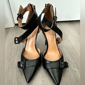Jessica Simpson Black Buckle Up heels